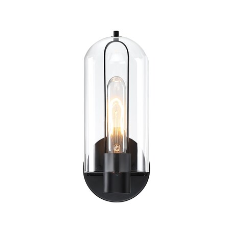Designers Fountain Skylar 5.25 in. 1-Light Matte Black Wall Sconce Light with Clear Glass Shade for Bathrooms D332M-WS-MB